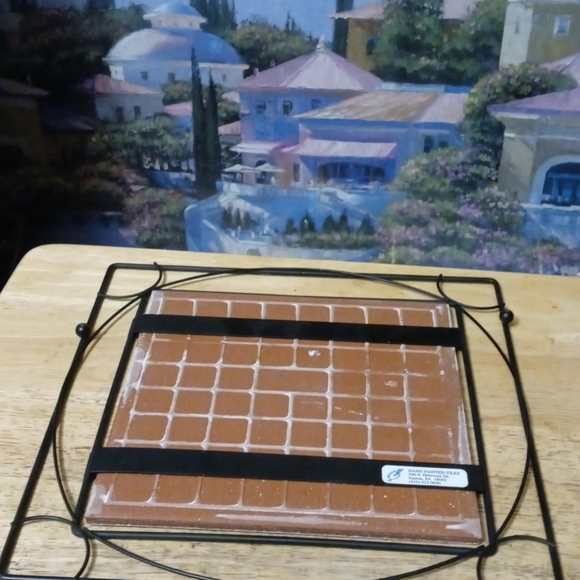 🍜Vintage Ceramic Tile Cast Iron Trivet🍝 🆕11"×11",Kitchen&Dining,Nice Gift🍲🎁 - Picture 16 of 16